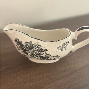 Elegant Black and White Toile Gravy Boat
